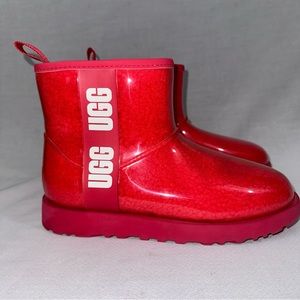 UGG Classic Clear Mini Waterproof Ankle Snow Boots Space Womens 8 Hibiscus Pink